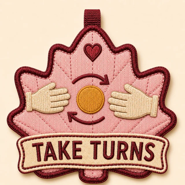 Take Turns embroidered Power Leaf